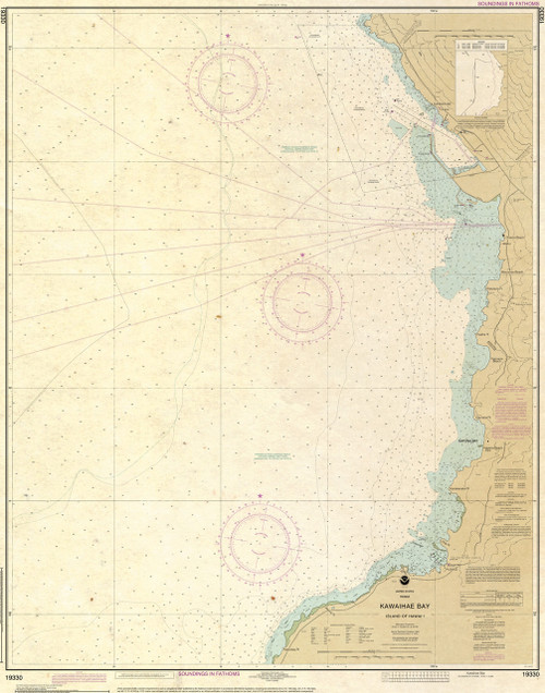 ANTIQUED NOAA Chart 19330: Kawaihae Bay-Island of Hawaii
