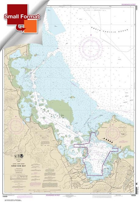 Small Format NOAA Chart 19359: O'ahu East Coast Kane'ohe Bay
