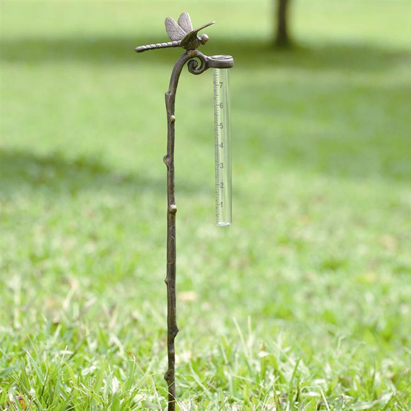 Dragonfly Rain Gauge Garden Stake