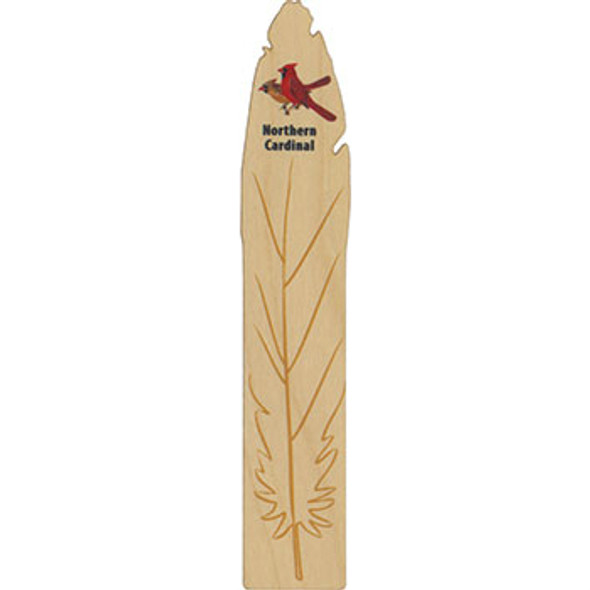 Cardinal Wooden Feather Bookmark