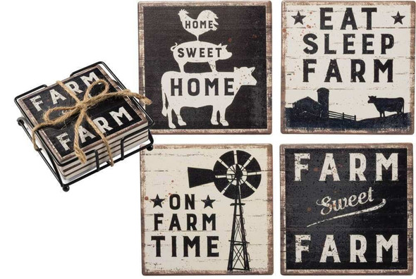 Stone Coaster Set - Farm Sweet Farm