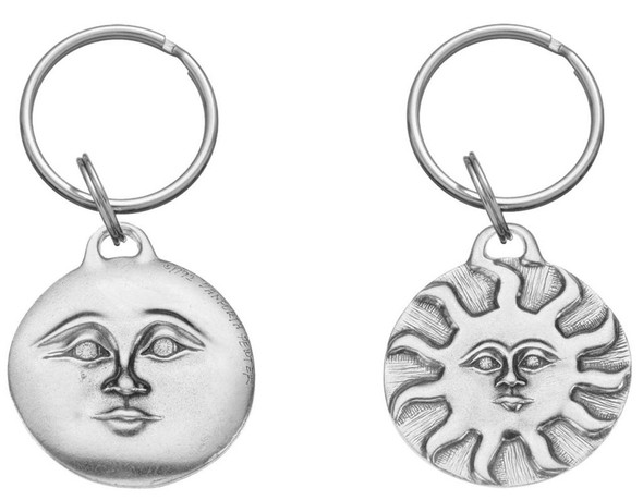 Sun & Full Moon Pewter Keyring