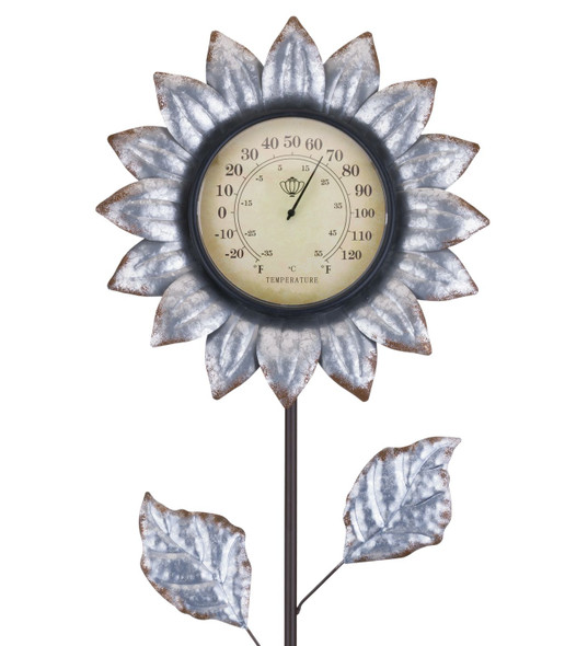 Flower Thermometer Stake - Galvanized