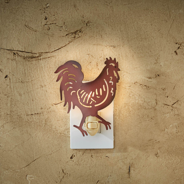 Punched tin Red Rooster night light
