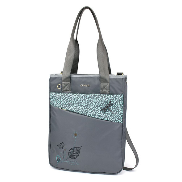 Zip Around tote or purse - Dragonfly - grey