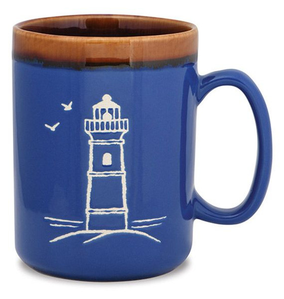 coffee mug with lighthouse