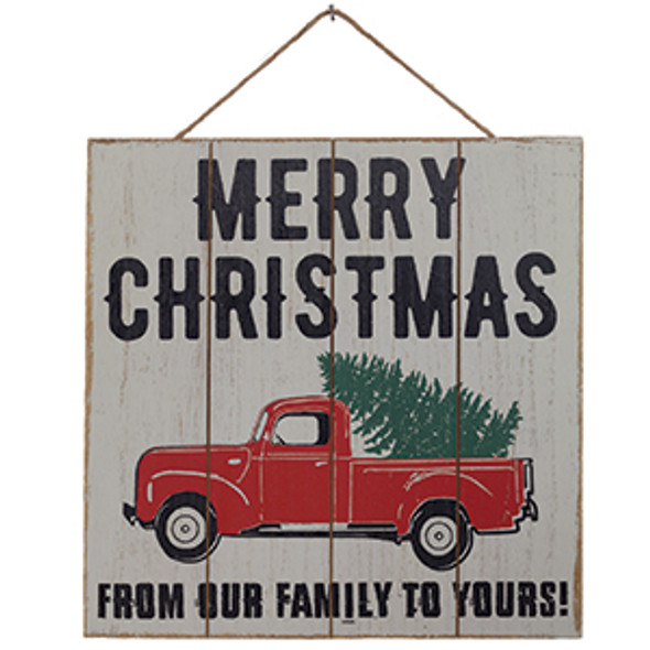 Merry Christmas Truck Wooden Sign