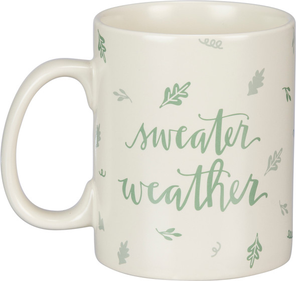 Front view of sweater weather coffee mug