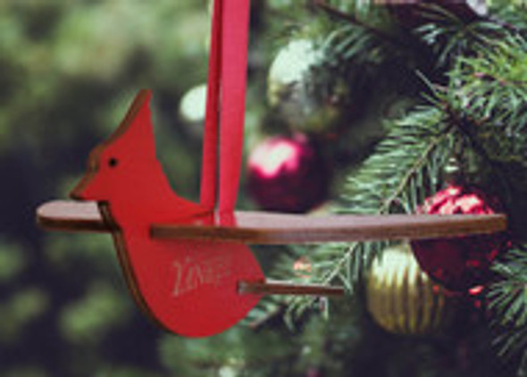 Yankee Cardinal Wooden Ornament