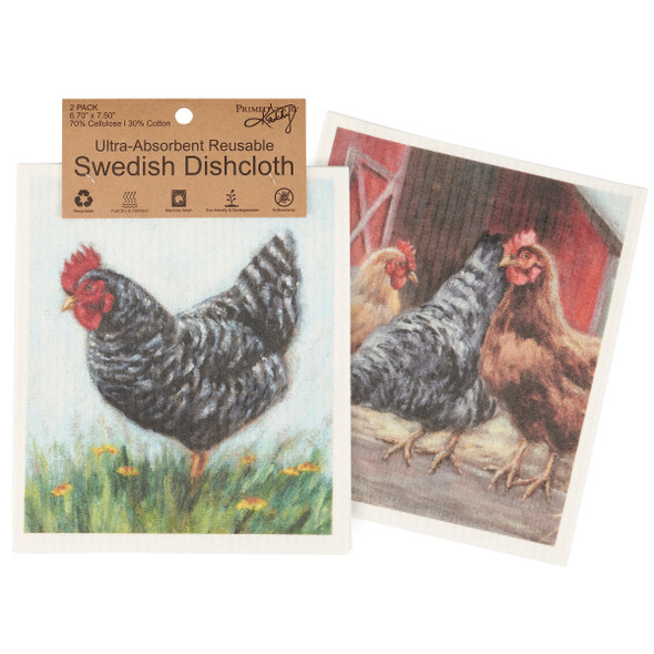 Swedish Dishcloth 2 Pack - Chickens