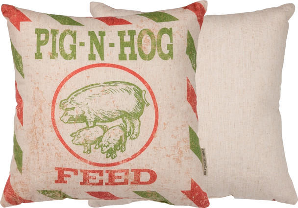 Feed Sack Pillow - Pig N Hog