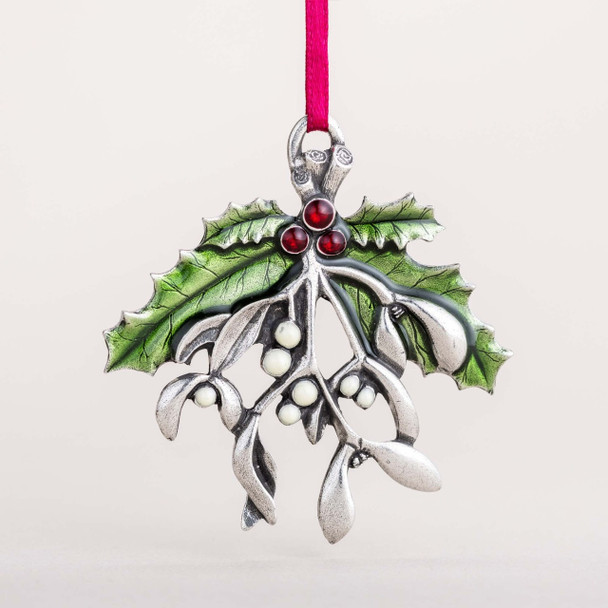 Mistletoe and Holly Pewter Ornament