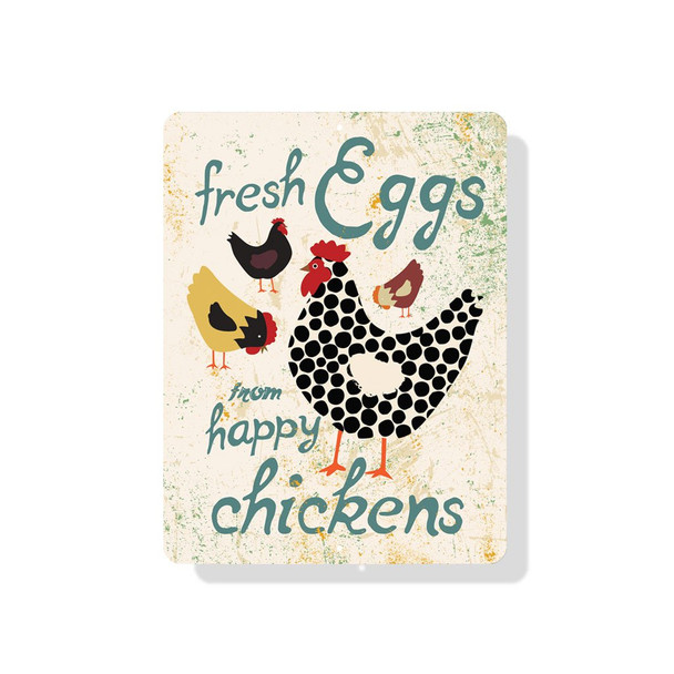 Fresh Eggs From Happy Chickens Sign - Seashell