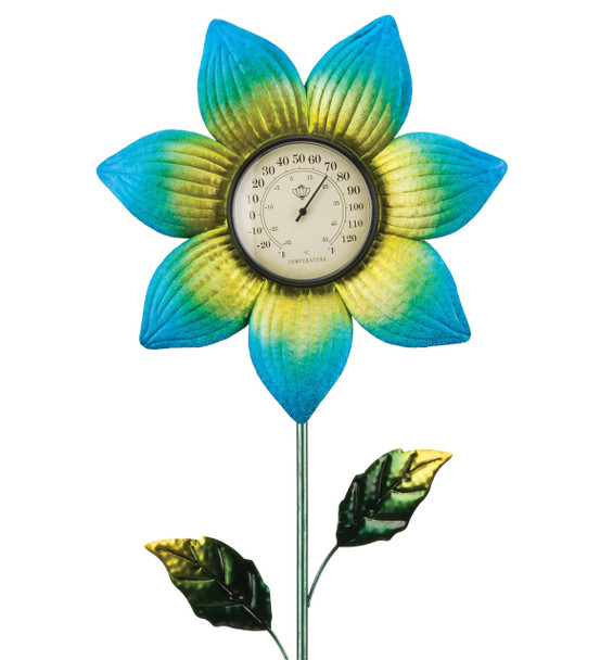 Thermometer Stake - Blue Flower