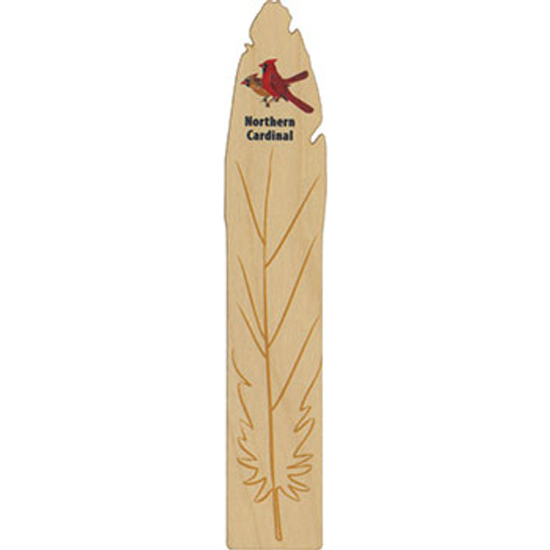 Cardinal Wooden Feather Bookmark