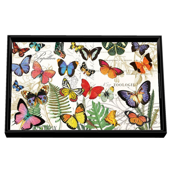 Papillon Decoupage Wooden Vanity Tray