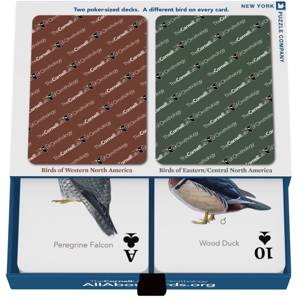 CORNELL BIRDS DOUBLE DECK PLAYING CARDS (partially open)