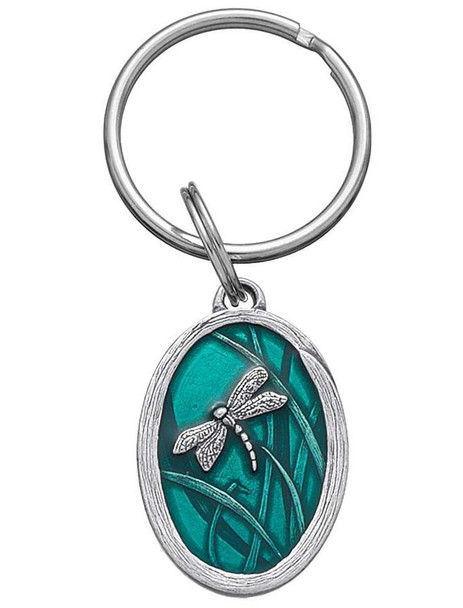 Teal Dragonfly Pewter Keyring