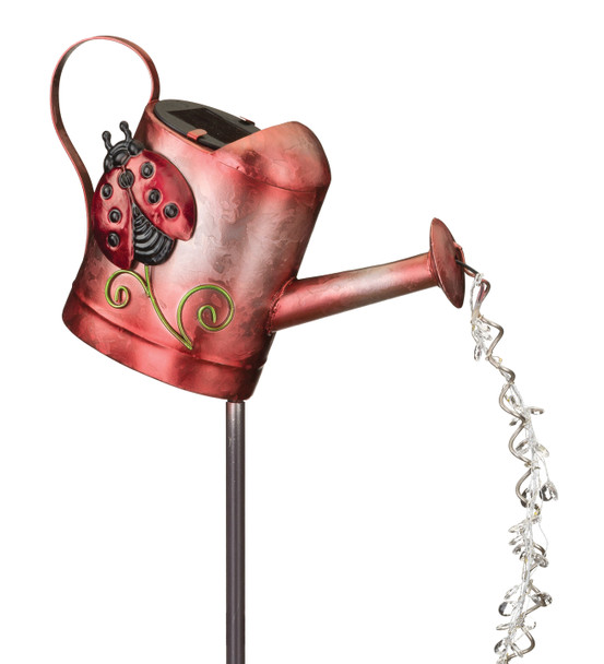 Watering Can Solar Stake - Ladybug