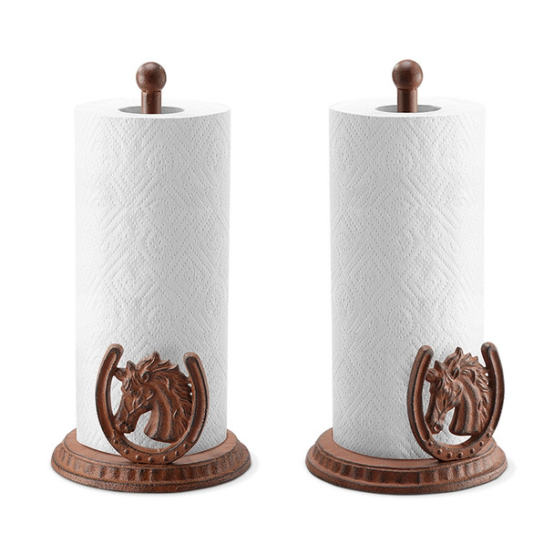 Horse Head and Horseshoe Paper Towel Holder, Pack of 2