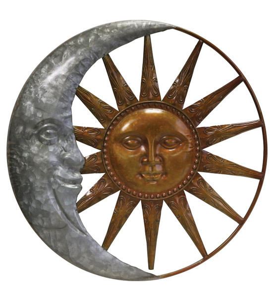 Galvanized Sun and Moon Wall Decor