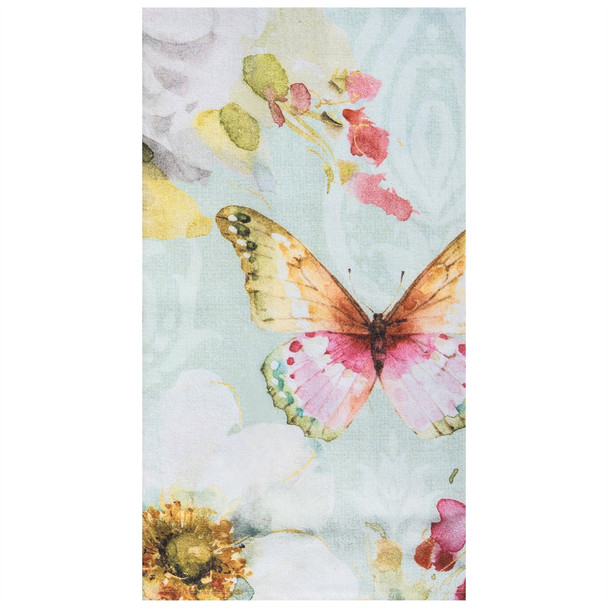 Flour sack kitchen towel, colorful butterfly watercolor splash
