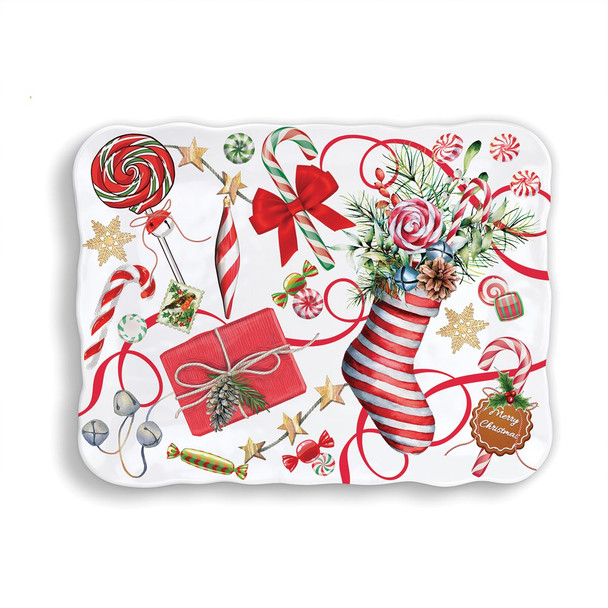 Peppermint Melamine Serveware Cookie Tray