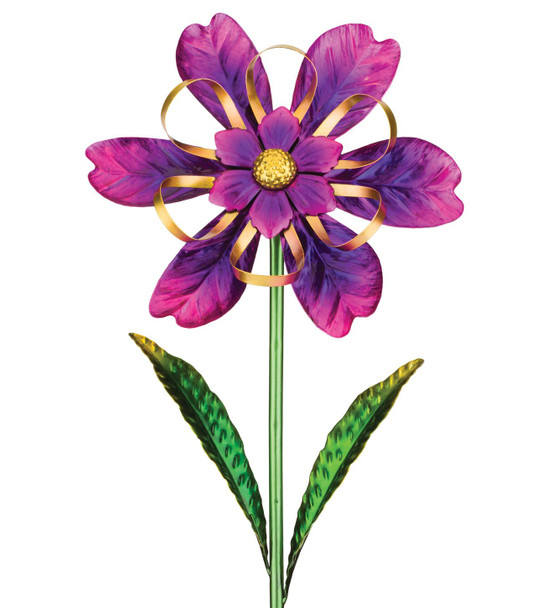  Ribbon Flower Spinner Stake - Purple