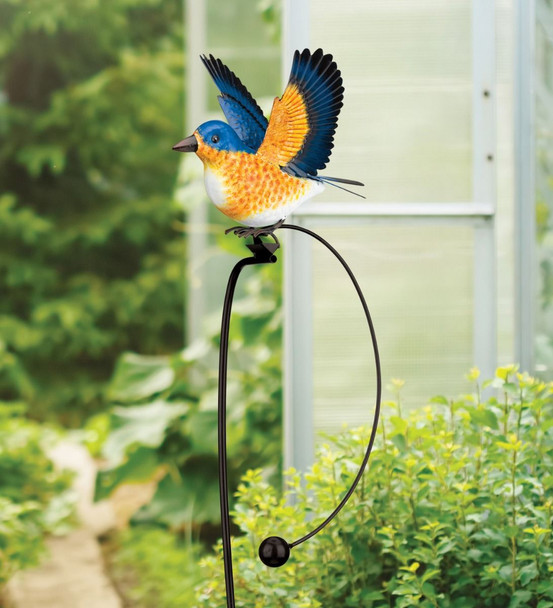 Rocker Bird Garden Stake - Blue Bird