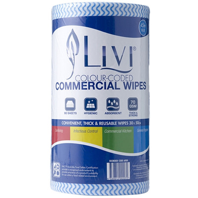 Livi Extra Absorbent Commercial Wipes Blue (1 Roll)