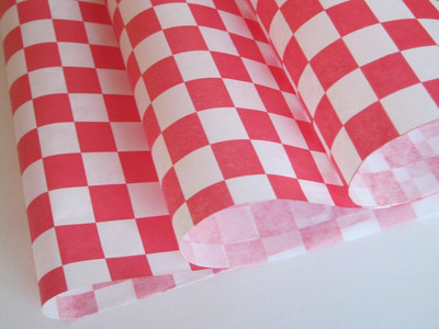 Greaseproof Paper Gingham Red 190x310mm (200 Sheet)