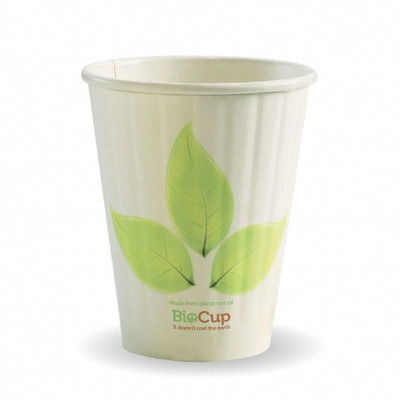 BioPak 8oz (90mm) Double Wall BioCup - Leaf Design 1000/Carton