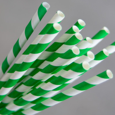 Paper Regular Straw - GREEN STRIPE 2500/Carton