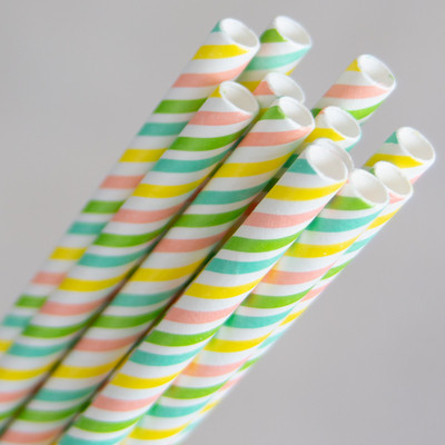 Paper Regular Straw - RAINBOW STRIPE 2500/Carton