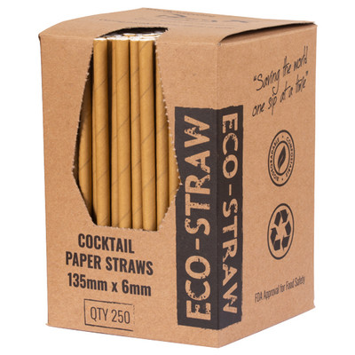 Bygreen Paper Cocktail Straws - KRAFT 2500/Carton