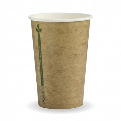 BioPak 10oz (80mm) Single Wall BioCup - Kraft Green Line 1000/Carton