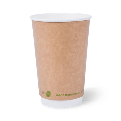 Detpak ECO-PRODUCTS 16oz (89mm) KRAFT SMOOTH DOUBLE WALL HOT CUP/ 500 CARTON