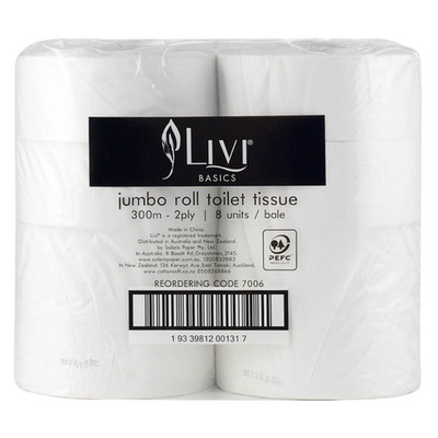 Livi Everyday Jumbo Toilet Tissue 2ply 300m - 8 Units per carton