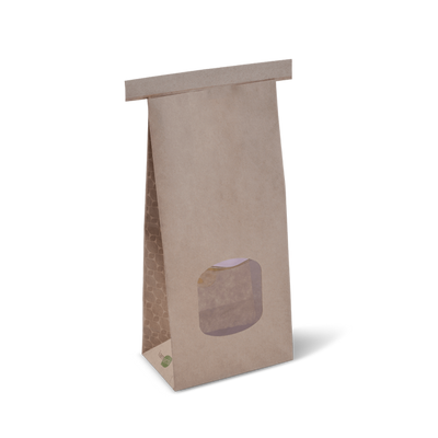 Detpak ECO MEDIUM WINDOW TIN-TIE BAG KRAFT BROWN 400/Carton