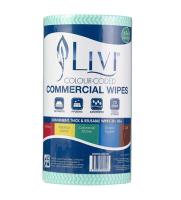 Livi Extra Absorbent Commercial Wipe - Green - (4 Rolls/ Carton)