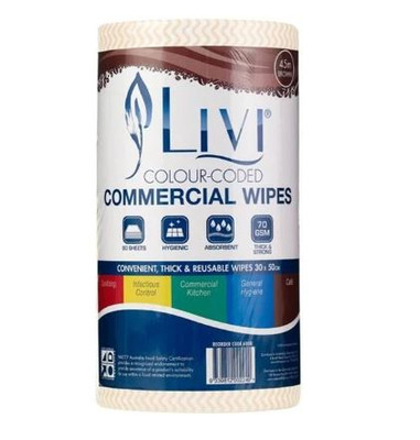 Livi Extra Absorbent Commercial Wipe - Brown - (4 Rolls/ Carton)