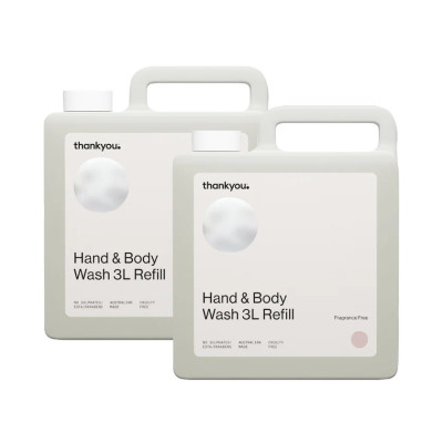 Thankyou Fragrance Free – Hand & Body Wash Refill 3L - Box of 2