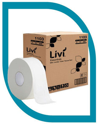 Livi Essentials  MiniJumbo Toilet Tissue 2ply 200m - 12 rolls/Carton