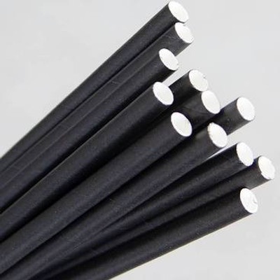 *5PLY* Strong Paper Straw Jumbo [8.5x235mm] - Plain Black - (10x220pks) 2200/Carton