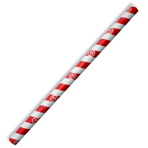 BioPak 10mm Jumbo Bio Straw Red Stripe 2500/Carton