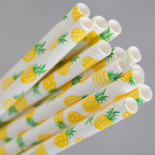 Bygreen Paper Regular Straw - PINEAPPLE PRINT 250Pk