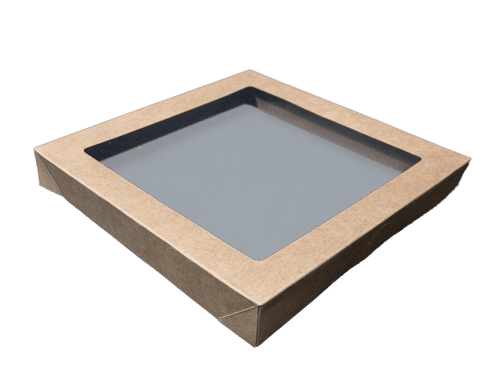 Catering Tray #5 Lids - *LIDS ONLY* Kraft Brown SMALL (229x229x30mm) | 100/Carton