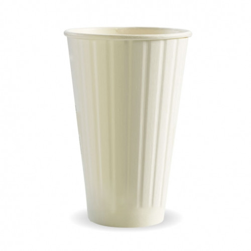 BioPak 16oz (90mm) Double Wall BioCup - White 600/Carton