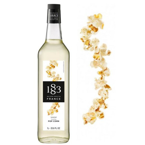 1883 Popcorn Gourmet Syrup Glass Bottle 1 Litre/1000ml - Made in France