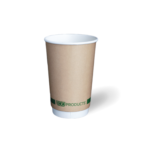 Detpak 16oz|480ml (89mm) ECO Smooth Double Wall Kraft *Greenstripe* Coffee Cup 500/Cart  (End of stock- Clearance))